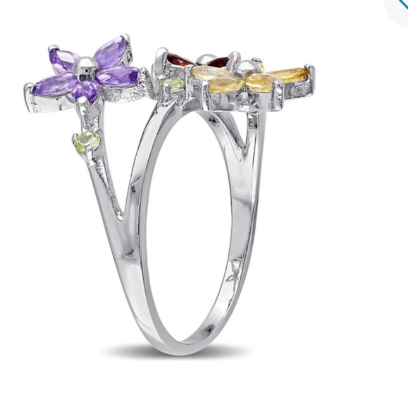 New Multi Gemstone Sterling Silver Garnet, amethyst, citrine,peridot Flowers - Picture 5 of 5